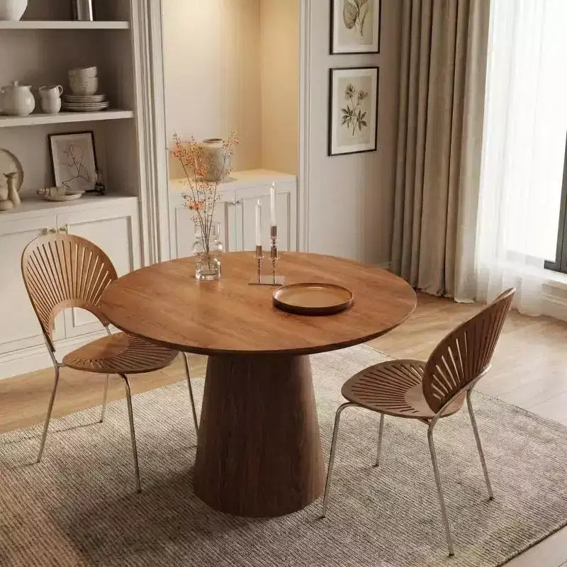 Table à manger ronde de 43 po pour 4 personnes - Table de cuisine moderne en bois avec base piédestal robuste, design peu encombrant pour petits espaces, appartements, assemblage facile