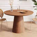 43'' Round Dining Table for 4 - Modern Wood Kitchen Table with Sturdy Pedestal Base, Space-Saving Design for Small Spaces, Apartments, Easy Assembly