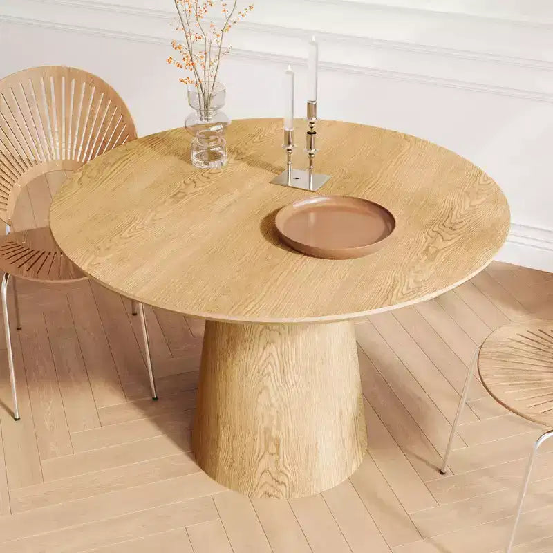 Table à manger ronde de 43 po pour 4 personnes - Table de cuisine moderne en bois avec base piédestal robuste, design peu encombrant pour petits espaces, appartements, assemblage facile