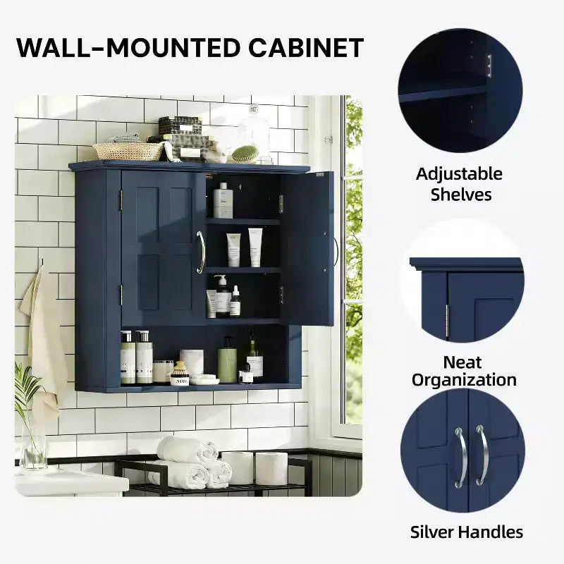 Christopher Knight Home Everett Armoire de rangement murale de salle de bain moderne en bois avec étagère réglable