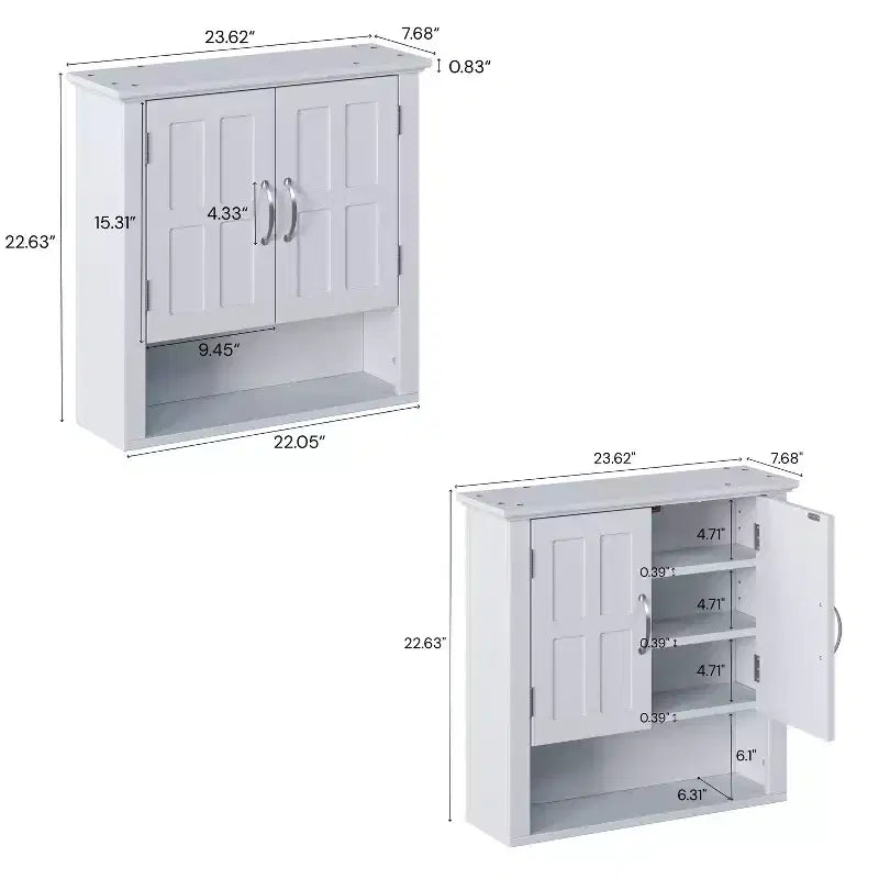 Christopher Knight Home Everett Armoire de rangement murale de salle de bain moderne en bois avec étagère réglable