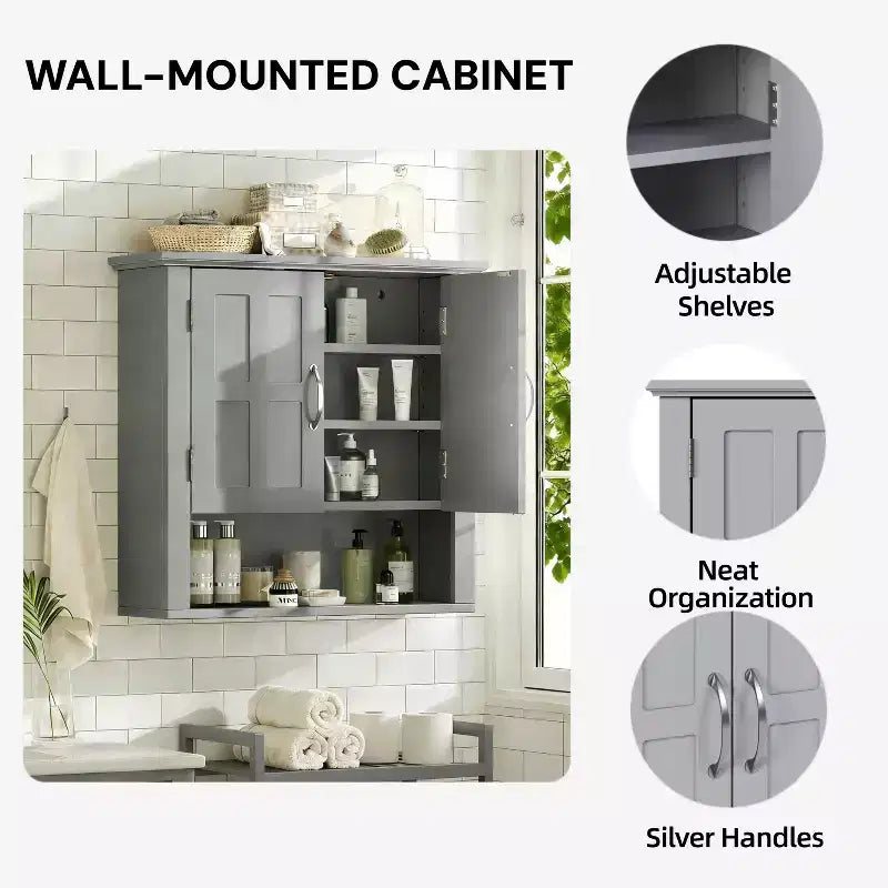Christopher Knight Home Everett Armoire de rangement murale de salle de bain moderne en bois avec étagère réglable