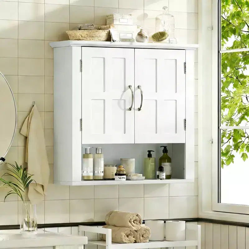 Christopher Knight Home Everett Armoire de rangement murale de salle de bain moderne en bois avec étagère réglable