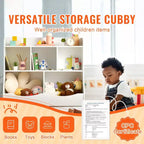 Rangement enfant en bois à 5 casiers, Organisateur de jouets avec étagère à livres, Meuble de rangement jouets en bois à 5 casiers, Étagère à livres et jouets pour chambre d'enfant