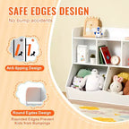 Rangement enfant en bois à 5 casiers, Organisateur de jouets avec étagère à livres, Meuble de rangement jouets en bois à 5 casiers, Étagère à livres et jouets pour chambre d'enfant