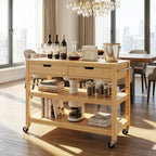 Chariot de cuisine roulant en bambou Christopher Knight Home Ottilia avec 2 tiroirs et étagères ouvertes