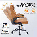 Chaise de bureau en cuir 160kg - Fauteuil de bureau ergonomique avec support lombaire réglable et accoudoirs relevables
