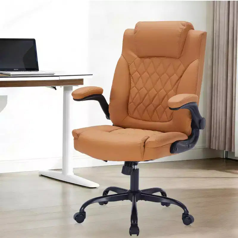 Chaise de bureau en cuir 160kg - Fauteuil de bureau ergonomique avec support lombaire réglable et accoudoirs relevables