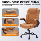 Chaise de bureau en cuir 160kg - Fauteuil de bureau ergonomique avec support lombaire réglable et accoudoirs relevables