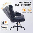 Chaise de bureau en cuir 160kg - Fauteuil de bureau ergonomique avec support lombaire réglable et accoudoirs relevables