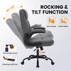 Chaise de bureau en cuir 160kg - Fauteuil de bureau ergonomique avec support lombaire réglable et accoudoirs relevables
