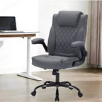 Chaise de bureau en cuir 160kg - Fauteuil de bureau ergonomique avec support lombaire réglable et accoudoirs relevables