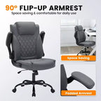 Chaise de bureau en cuir 160kg - Fauteuil de bureau ergonomique avec support lombaire réglable et accoudoirs relevables