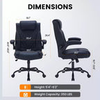 Chaise de bureau en cuir 160kg - Fauteuil de bureau ergonomique avec support lombaire réglable et accoudoirs relevables