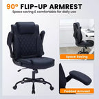 Chaise de bureau en cuir 160kg - Fauteuil de bureau ergonomique avec support lombaire réglable et accoudoirs relevables