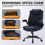 Chaise de bureau en cuir 160kg - Fauteuil de bureau ergonomique avec support lombaire réglable et accoudoirs relevables