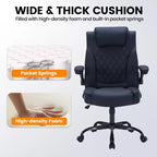 Chaise de bureau en cuir 160kg - Fauteuil de bureau ergonomique avec support lombaire réglable et accoudoirs relevables