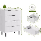 COZONY Commode cannelée à 5 tiroirs, en bois moderne avec tiroirs larges et pieds en métal, Chêne naturel