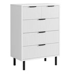 COZONY Commode cannelée à 5 tiroirs, en bois moderne avec tiroirs larges et pieds en métal, Chêne naturel