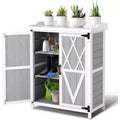 Waterproof Outdoor Potting Bench Table,with Galvanized Metal Top, Adjustable Shelves, Double Doors, Storage Cabinet,Versatile Garden Work Station
