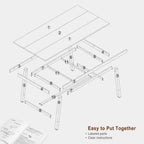 Table de salle à manger moderne industrielle pour 6-8 personnes, table rectangulaire en bois avec pieds métalliques robustes, montage facile, pour cuisine, salle à manger, appartement