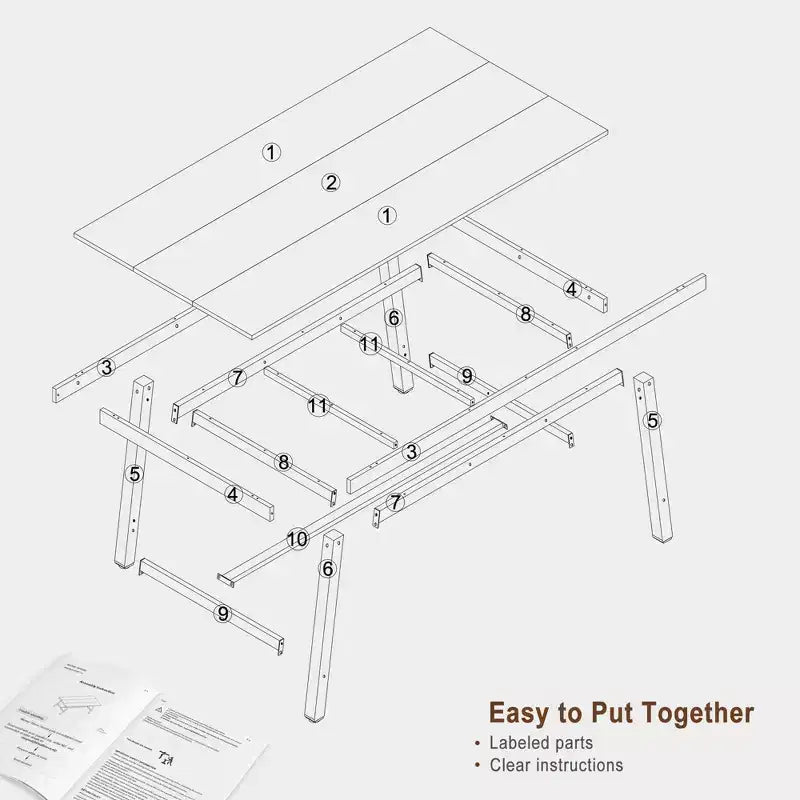 Table de salle à manger moderne industrielle pour 6-8 personnes, table rectangulaire en bois avec pieds métalliques robustes, montage facile, pour cuisine, salle à manger, appartement