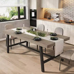 Table de salle à manger moderne industrielle pour 6-8 personnes, table rectangulaire en bois avec pieds métalliques robustes, montage facile, pour cuisine, salle à manger, appartement