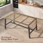 Table de salle à manger moderne industrielle pour 6-8 personnes, table rectangulaire en bois avec pieds métalliques robustes, montage facile, pour cuisine, salle à manger, appartement
