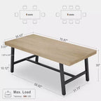 Table de salle à manger moderne industrielle pour 6-8 personnes, table rectangulaire en bois avec pieds métalliques robustes, montage facile, pour cuisine, salle à manger, appartement