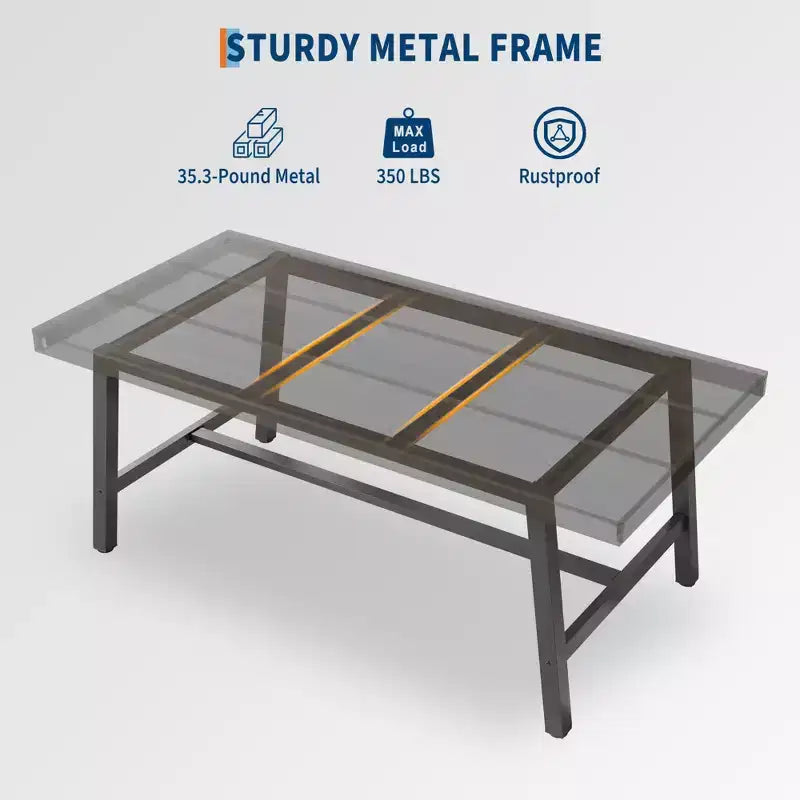 Table de salle à manger moderne industrielle pour 6-8 personnes, table rectangulaire en bois avec pieds métalliques robustes, montage facile, pour cuisine, salle à manger, appartement