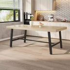 Table de salle à manger moderne industrielle pour 6-8 personnes, table rectangulaire en bois avec pieds métalliques robustes, montage facile, pour cuisine, salle à manger, appartement