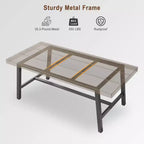 Table de salle à manger moderne industrielle pour 6-8 personnes, table rectangulaire en bois avec pieds métalliques robustes, montage facile, pour cuisine, salle à manger, appartement