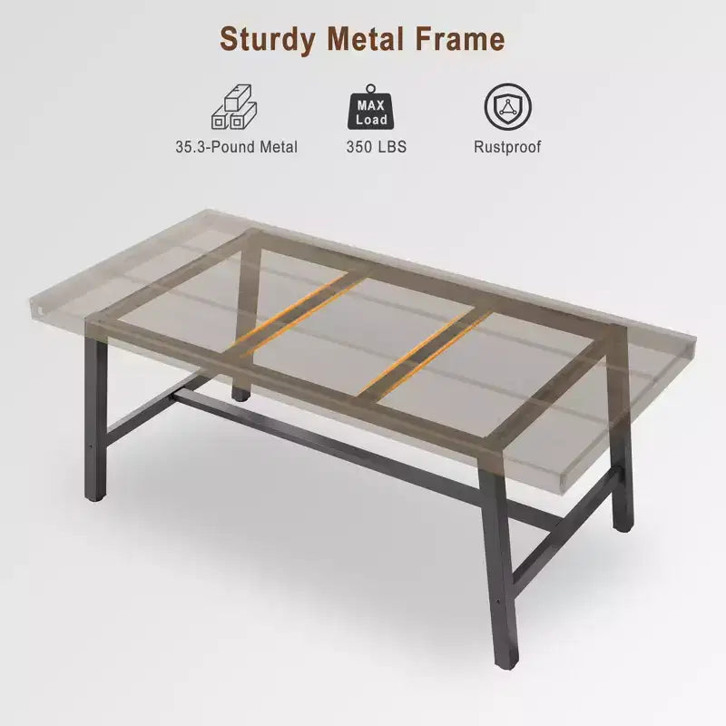 Table de salle à manger moderne industrielle pour 6-8 personnes, table rectangulaire en bois avec pieds métalliques robustes, montage facile, pour cuisine, salle à manger, appartement