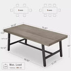 Table de salle à manger moderne industrielle pour 6-8 personnes, table rectangulaire en bois avec pieds métalliques robustes, montage facile, pour cuisine, salle à manger, appartement