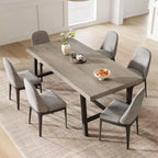 Table de salle à manger moderne industrielle pour 6-8 personnes, table rectangulaire en bois avec pieds métalliques robustes, montage facile, pour cuisine, salle à manger, appartement
