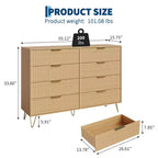Commode à 8 tiroirs cannelés Acekool pour chambre à coucher, large commode moderne en bois et meuble TV pour salon et couloir
