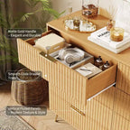 Commode à 8 tiroirs cannelés Acekool pour chambre à coucher, large commode moderne en bois et meuble TV pour salon et couloir