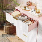 Commode à 8 tiroirs cannelés Acekool pour chambre à coucher, large commode moderne en bois et meuble TV pour salon et couloir