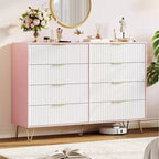 Commode à 8 tiroirs cannelés Acekool pour chambre à coucher, large commode moderne en bois et meuble TV pour salon et couloir