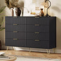 Acekool Fluted 8 Drawer Dresser for Bedroom, Wide Modern Wood Chest and TV Stand for Living Room Hallway
