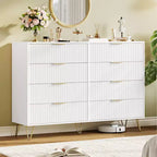 Commode à 8 tiroirs cannelés Acekool pour chambre à coucher, large commode moderne en bois et meuble TV pour salon et couloir