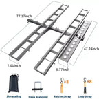 Porte-moto robuste 272 kg avec rampe cintrée antidérapante, stabilisateur anti-oscillation, connexion rapide, compatible avec attelage 5 cm, 8 kits d'arrimage