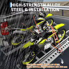 Porte-moto robuste 272 kg avec rampe cintrée antidérapante, stabilisateur anti-oscillation, connexion rapide, compatible avec attelage 5 cm, 8 kits d'arrimage