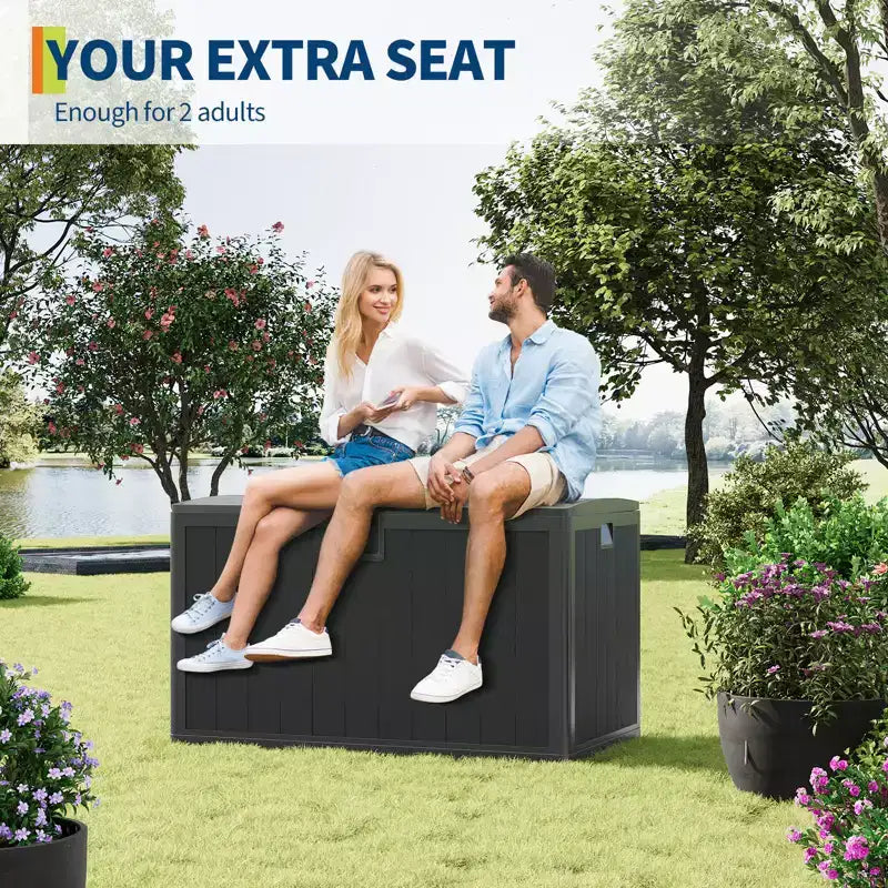 Coffre de rangement extérieur en résine robuste de 492 litres – Imperméable et résistant aux intempéries pour coussins de terrasse, outils de jardin, colis