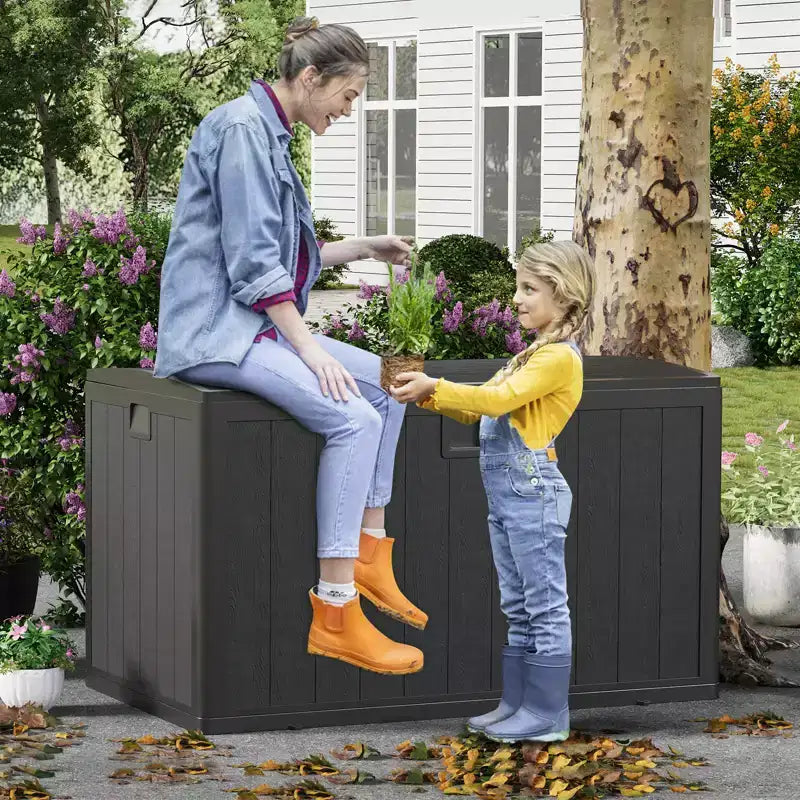Coffre de rangement extérieur en résine robuste de 492 litres – Imperméable et résistant aux intempéries pour coussins de terrasse, outils de jardin, colis