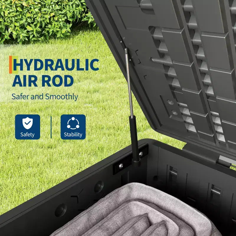 Coffre de rangement extérieur en résine robuste de 492 litres – Imperméable et résistant aux intempéries pour coussins de terrasse, outils de jardin, colis