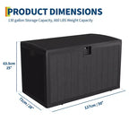 Coffre de rangement extérieur en résine robuste de 492 litres – Imperméable et résistant aux intempéries pour coussins de terrasse, outils de jardin, colis