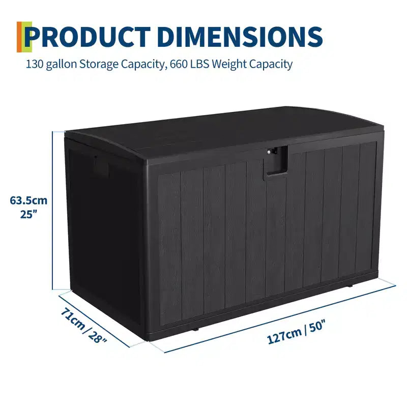 Coffre de rangement extérieur en résine robuste de 492 litres – Imperméable et résistant aux intempéries pour coussins de terrasse, outils de jardin, colis