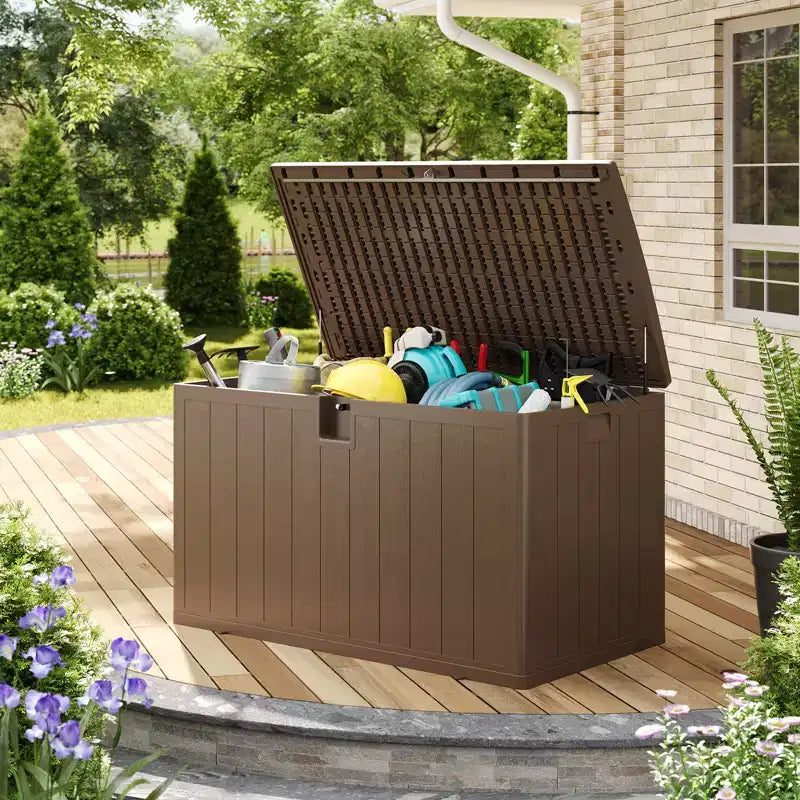 Coffre de rangement extérieur en résine robuste de 492 litres – Imperméable et résistant aux intempéries pour coussins de terrasse, outils de jardin, colis