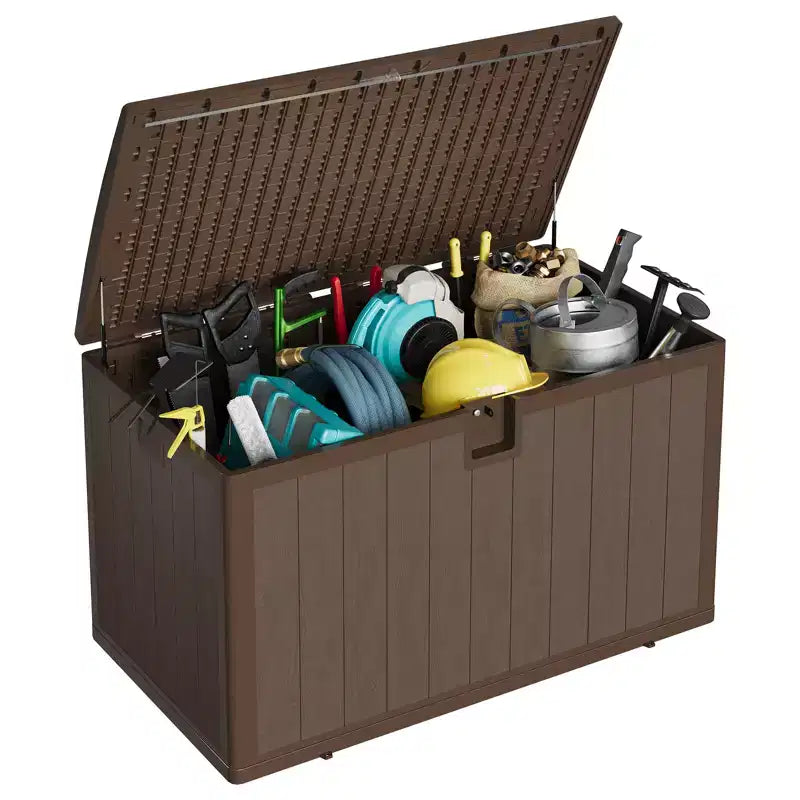 Coffre de rangement extérieur en résine robuste de 492 litres – Imperméable et résistant aux intempéries pour coussins de terrasse, outils de jardin, colis